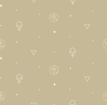 Scorpio Zodiac Background Seamless Pattern 2. White Astrology Signs Stock Illustration