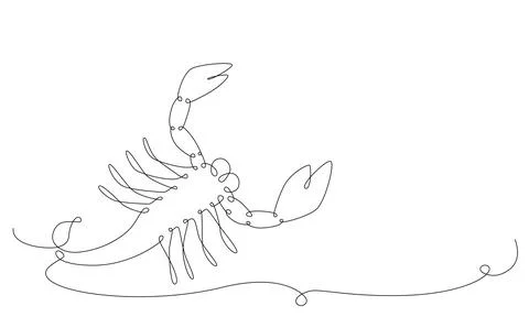Scorpio zodiac constellation one single hand drawing continues line banner Stock Illustration