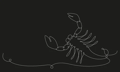 Scorpio zodiac constellation one single hand drawing continues line banner Stock Illustration