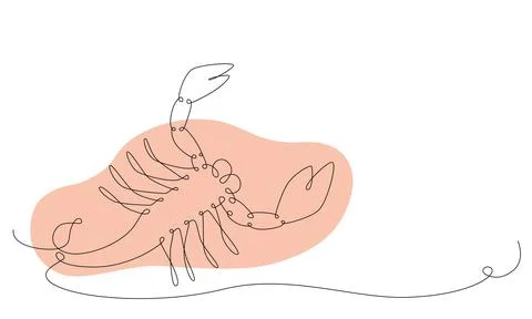 Scorpio zodiac constellation one single hand drawing continues line banner Stock Illustration