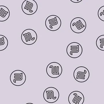 Scorpio zodiac line seamless pattern Illustrazione stock