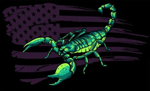 Scorpion cartoon with american flag vector illustration Stock Illustration
