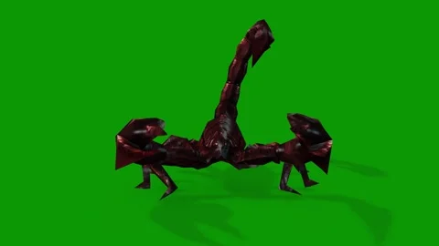Scorpion idle Scene From Front-3D Animation On Green Screen Stock Footage 309612731