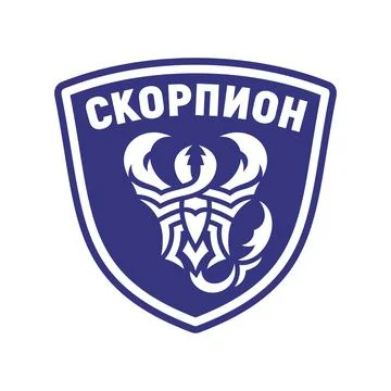 Scorpion logo and word on the shield.  Stock Illustration