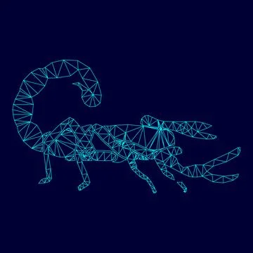 Scorpion low poly triangulation triangulated polygonal electric cyan blue v.. Stock Illustration