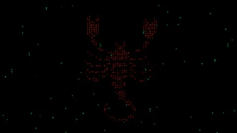 Scorpion matrix code on plain black background Stock Footage 239066281