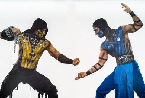 Scorpion VS Sub Zero Body-art Stock Photos