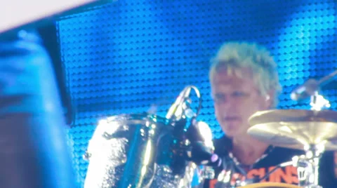 Scorpions performance in the pouring rain at the rock festival The Best City.UA Stock Footage 32326511