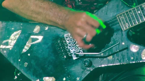Scorpions performance in the pouring rain at the rock festival The Best City.UA Stock Footage 32328006