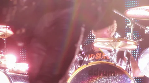 Scorpions performance in the pouring rain at the rock festival The Best City.UA Stockbeeldmateriaal 32328196