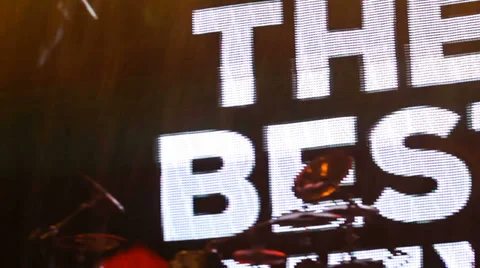 Scorpions performance in the pouring rain at the rock festival The Best City.UA Stock Footage 32328865
