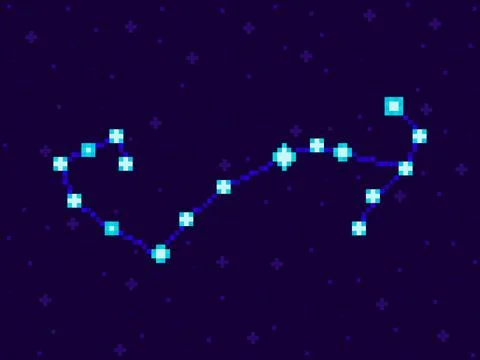 Scorpius constellation in pixel art style. 8-bit stars in the night sky in .. Stock-Illustration