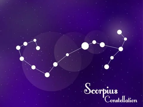 Scorpius constellation. Starry night sky. Cluster of stars, galaxy. Deep spac Stock Illustration
