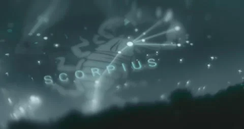Scorpius sign on sky view app Video stock 314879411