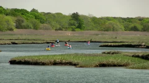 Scorton Creek kayak adventure Sandwich Cape Cod; 9 Stock Footage
