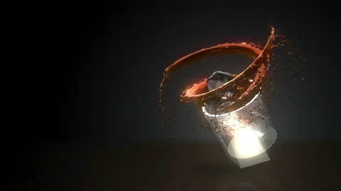 Scotch Glass Splash Stock Footage 132167048