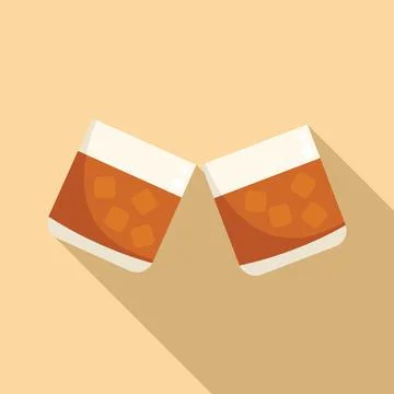 Scotch toast icon flat vector. Drink glass Stock Illustration