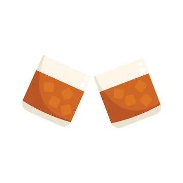 Scotch toast icon flat vector. Drink glass Stock Illustration