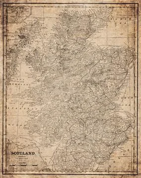 Scotland  19th Century Map Stock Illustration