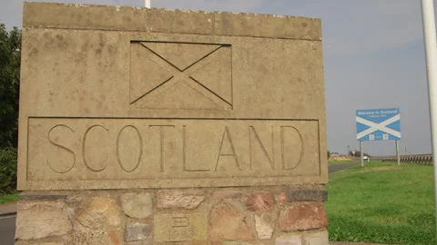 Scotland border stone sing Stock-Footage 144294453