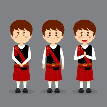 Scotland Character with Various Expression Stock Illustration
