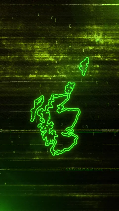 Scotland Digital Futuristic Glitch Map Stock Footage 334594017