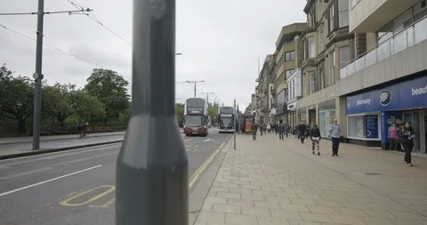 Scotland Edinburgh Dynamic-motion-bus-to-Castle 25FPS 422 Stock Footage 127667177