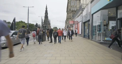 Scotland Edinburgh Walking-through-Princes-St1 25FPS 422 Stock Footage 127669923
