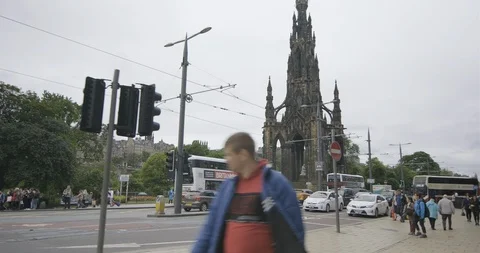Scotland Edinburgh Walking-through-Princes-St2 25FPS 422 Stock Footage 127670452