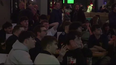 Scotland fans react to Denmark's 2-2 equaliser Stock Footage 321374684