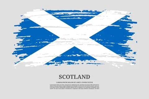 Scotland flag with brush stroke effect and information text poster, vector Stock Illustration