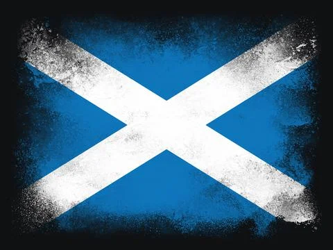 Scotland Flag design composition of exploding powder and paint, isolated on a Stock Illustration