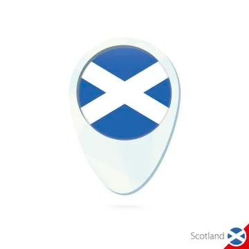 Scotland flag location map pin icon on white background. Stock Illustration