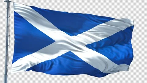 Scotland Flag Loop Waving With Alpha Channel Video Stock Footage 318227456