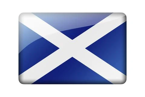 The Scotland flag. Rectangular glossy icon. Isolated on white background Illustrazione stock