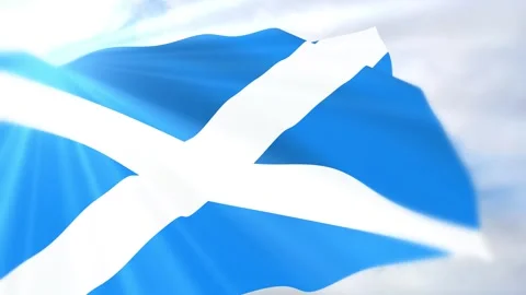 Scotland Flag Seamless Loop 4k 60fps on Sky Background Video stock 340620637