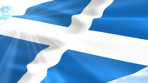 Scotland Flag Seamless Loop 4k 60fps on Sky Background Video stock 341568953