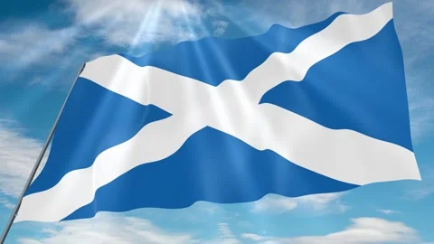 Scotland Flag Seamless Loop 4k 60fps on Sky Background Video stock 341765891