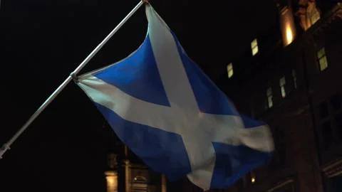 Scotland Flag in Wind Blurred Alba Saltire Stock Footage