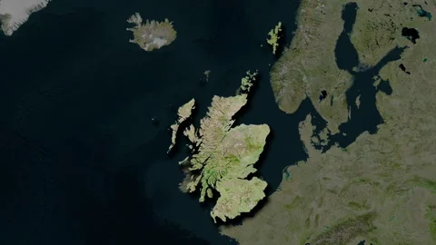 Scotland - Great Britain map - extract. Shadow. Satellite. Labels Vídeos de archivo 322933427