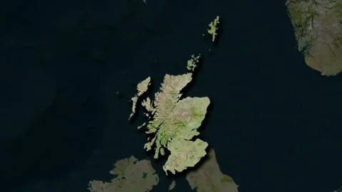Scotland - Great Britain map - solid. Shadow. Satellite. Video stock 273493636
