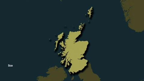 Scotland - Great Britain map - solid. Shadow. Pattern. Labels Stock Footage 322932848