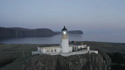 Scotland isle of Skye neist point lighthouse Stock Footage