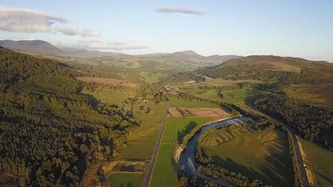 Scotland Landscape Aerial Highlands 4K Stock Footage