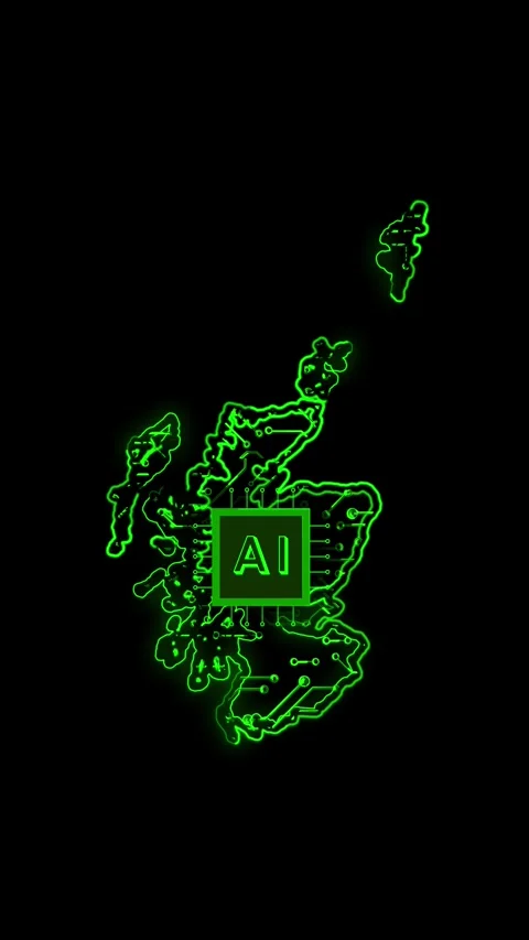Scotland Map AI Chipset Technology Opener Video stock 337172608