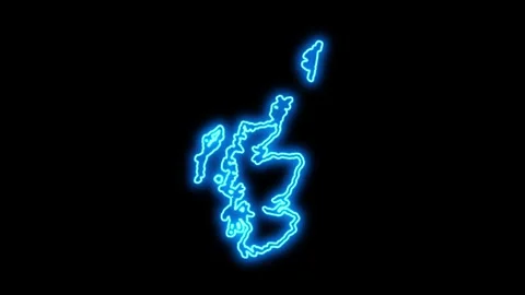 Scotland Map Outline Neon Lights Stock Footage 332850575