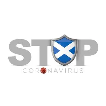 Scotland protective shield. Stop coronavius concept. 3D Render Stock Illustration