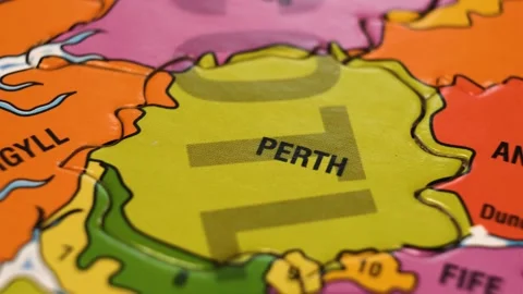 Scotland Puzzle Map with Scottish Cities Perth, Dundee Stock Footage 342329933