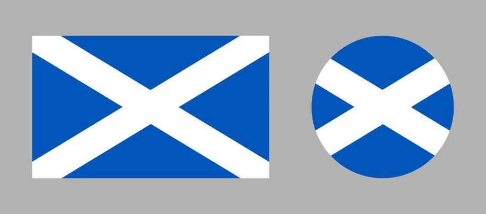 Scotland rectangular, round flag set. Scottish circle, rectangle symbol. Flag Stock Illustration