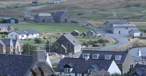 Scotland, Shetland Island, village Walls Stock Footage
